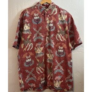 Vintage Reyn Spooner Shirt Mens Large Hawaiian 4th of July 2009 USA Flag Eagle